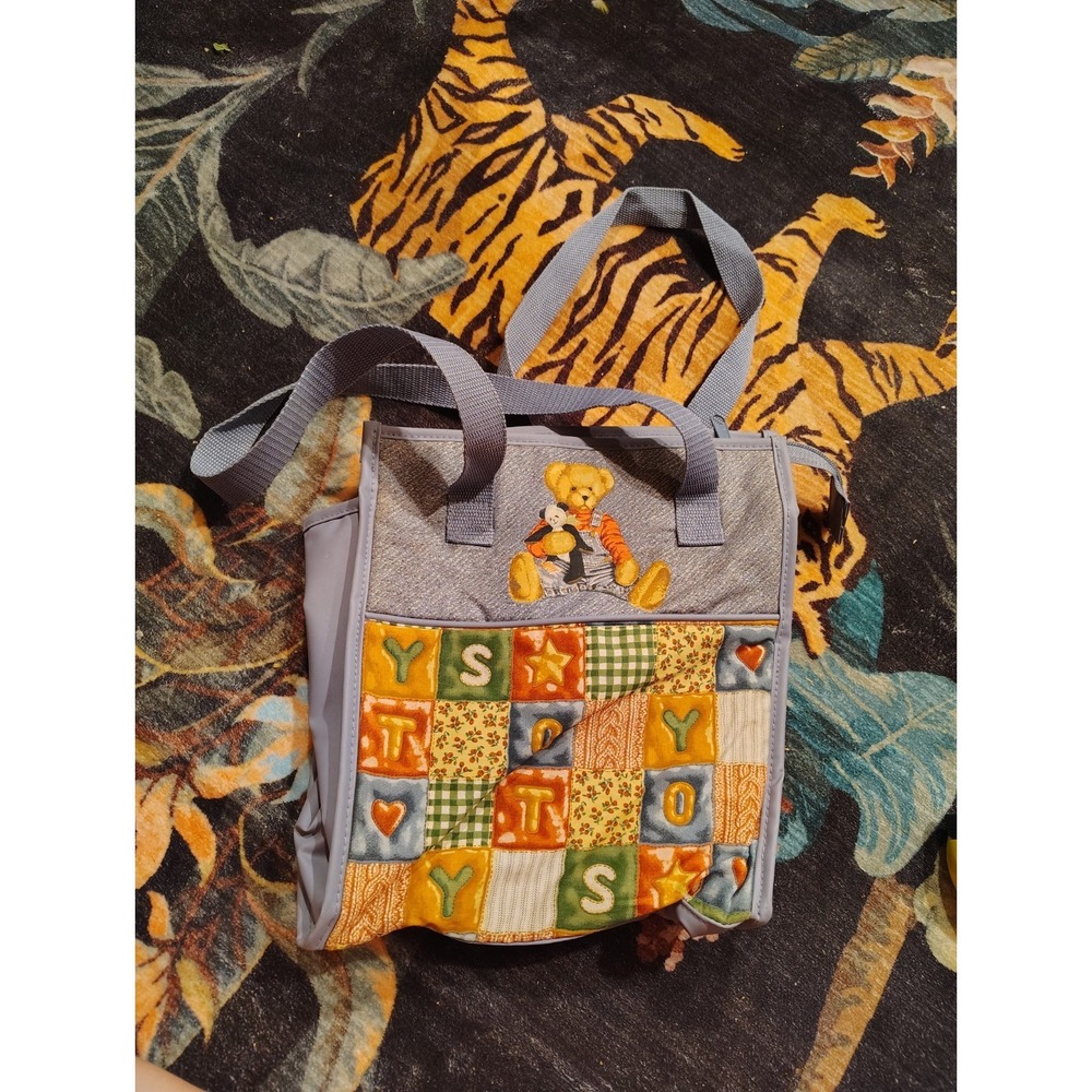 Vintage Blue Jean Bear Bag Lunch bag Size